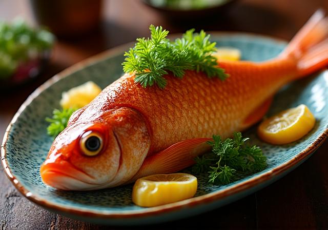 お祝い用の豪華な尾頭付きの鯛の塩焼き